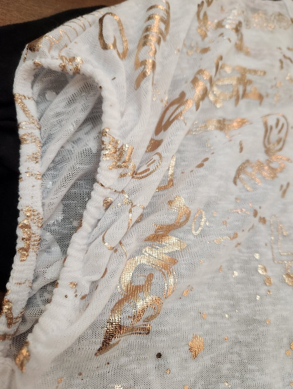 Rouge White Short Sleeve Tie-Front Top with Metallic Gold Print P2p 25 Size 4x - Picture 5 of 6